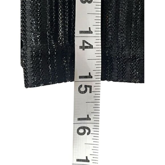 Sexy Y2k Crop Black Sheer Mesh Glitter Bell Sleeve Top Blouse L Gothic Vampy - Picture 7 of 9